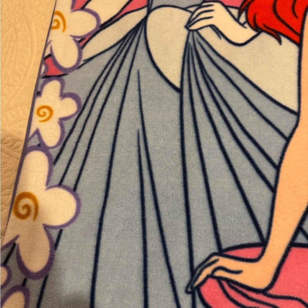 Disney Princesses Vintage Plush Blanket Cinderella Belle Ariel In EUC 42W X 57L”